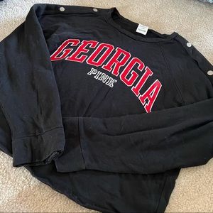 Black UGA Sweatshirt with Snap Button Sleeves